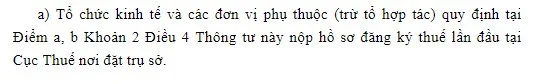 Tờ khai đăng ký thuế lần đầu (Tổ chức kinh tế)