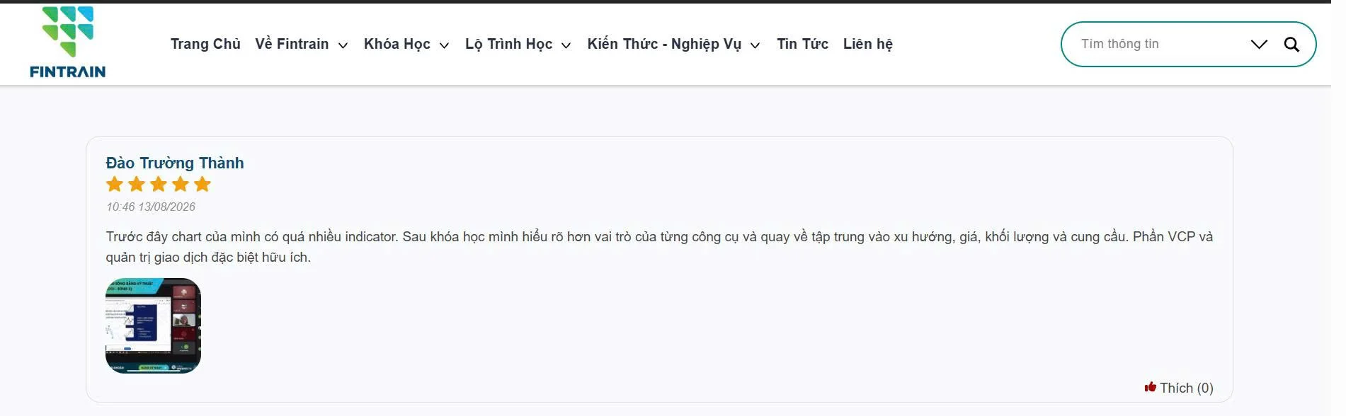 feedback khóa ptkt fintrain